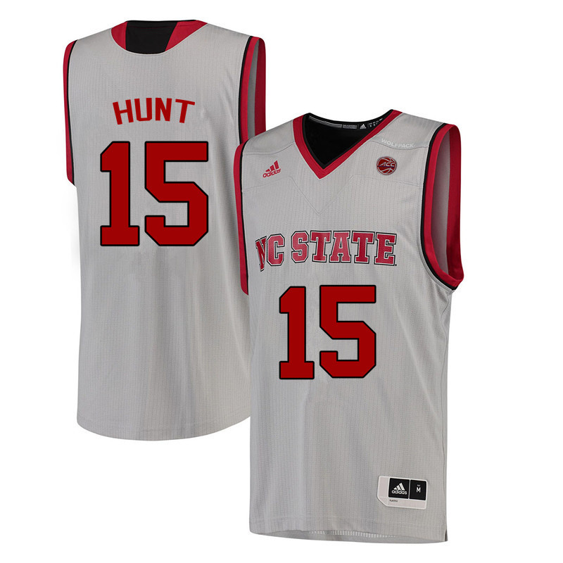 Men NC State Wolfpack #15 Sam Hunt College Basketball Jerseys-White - Click Image to Close